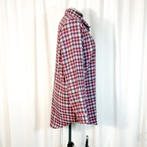 Free Press  NWOT Sz L Plaid Sleep Shirt Front Button Closure - Picture 5 of 5
